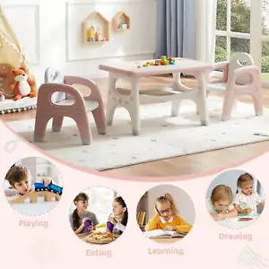 Kids Table And Chair Set, Plastic Children Activity Table With 2 Chairs-Popular - Picture 1 of 26