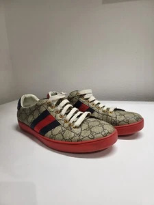 GUCCI Sneaker ACE GG Supreme, Monogramm, Leder, Web grün rot, - Bild 1 von 4