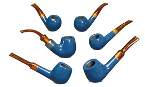 Vauen Pipe Azzurro / Mouthpiece Acrylic Brown Marbled / 9 Mm / 6 Models - Picture 1 of 2