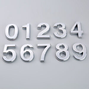 3D Letterbox House Numbers Chrome Sticker Self Adhesive for Wall, Door Mount 0-9