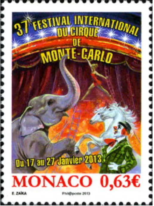 Mónaco #YT2858 MNH 2013 Festival de Circo Payaso Elefante Caballo Trapecio [2705] Foto 1 de 1