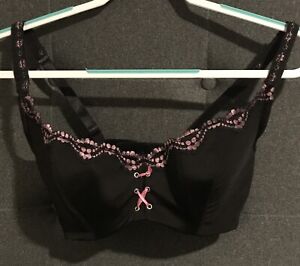 Frederick’s Of Hollywood Black With Pink Accents Corset Bra 36DD