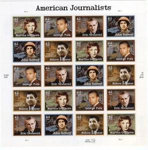 2008 42 Cent American Journalist Full Sheet of 20 Scott #4248-4252, Mint NH - Bild 1 von 1