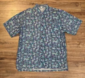 VTG 80s 90s Local Motion Mens SS Abstract Print Hawaiian Button Up Shirt M/L EUC - Picture 1 of 10