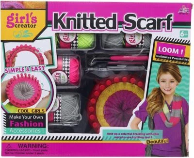 Kids Knitting Studio Set Toy Learning Kit Fun Girls Creation Stitching Play - Image 1 of 4