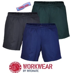 RITEMATE - MENS ELASTIC WAIST DRILL 311GSM LONG LEG WORK SHORT - RM33EWLS - Picture 1 of 9