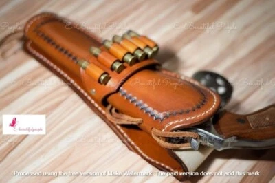 Leather Drop Loop Gun Revolver Holster Handcrafted & Stitched Colt Ruger Cowboy - Image 1 of 4