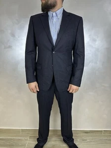 Ermenegildo Zegna Wool Navy Striped Suit Blazer Pants Size 52 L-XL Navy Blue - Picture 1 of 14