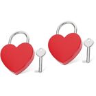 2 Heart Padlocks w/ Keys for Boxes & Backpacks (Red)