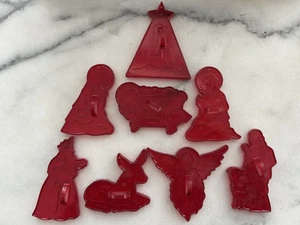 Vintage HRM rot Kunststoff Ausstecher Lot Weihnachten Krippe Krippe Set SCHÖN! - Bild 1 von 1