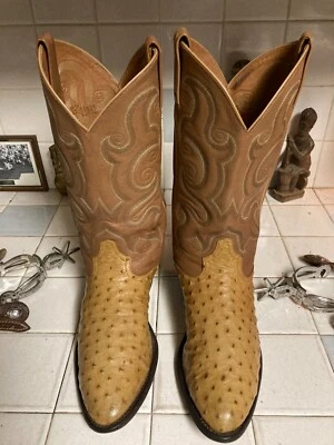 TONY LAMA BLACK LABEL FULL QUILL OSTRICH WESTERN BUTTERCUP COWBOY DANCE BOOT 9.5 - Image 1 of 4