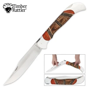 Timber Rattler Heartwood Scarab Back Giant Folding Pocket Knife | 17 1/4" Opened - Picture 1 of 5