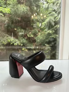 NEW CHRISTIAN LOUBOUTIN Inflama Pump Sandal Heel Shoe Black Leather 37 EU - Picture 1 of 8