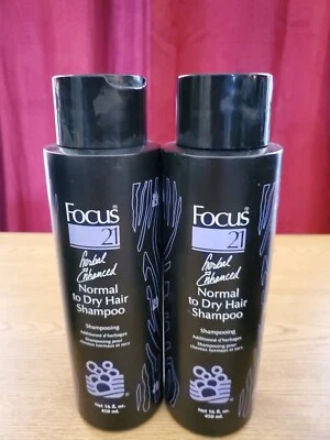 Dos (2) Champú Focus 21 Herbal Mejorado Normal/Seco Cabello 16z Lote de 2 Focus21 Foto 1 de 2