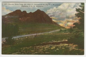 Postal WY Powder River Pass - Big Horn Mountains, Wyoming lino vintage NN - Imagen 1 de 2