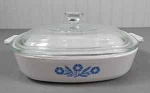 Corning Ware P-7-B Azul Patrón Aciano 3/4 Qt Etiqueta Negra Punto Hecho en EE. UU. CON Tapa - Imagen 1 de 8
