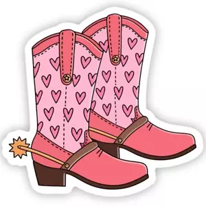 Pegatina de vinilo para botas de vaquero rosa y corazón - Imagen 1 de 1