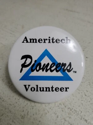 Vintage 1990s Telephone Pioneers Ameritech Volunteer Round Button Pinback 2.5" - Image 1 of 4