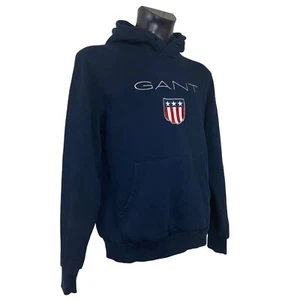 SUDADERA CON CAPUCHA PREPPY AZUL MARINO LOGO JUMBO PECHO ICÓNICO GANT. TALLA GRANDE - Imagen 1 de 5