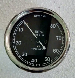 Smiths Tachometer 80 mm 8000 rpm M12x1 thread Replica- 4:1 ratio Anti Clockwise - Picture 1 of 2
