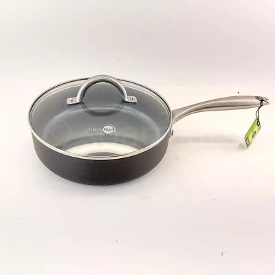 GreenPan Lima Collection Ceramic Hard Anodized 3-QT Saute Pan with Lid New
