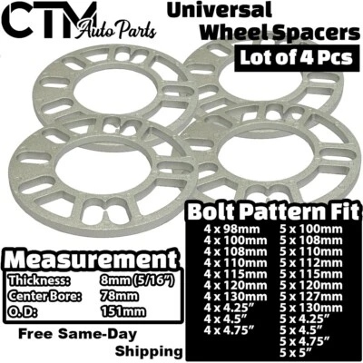 Espaciador de rueda universal 4x 5/16" (8 mm) de grosor 4x4,25" (4x108 mm) para Ford Mercury Foto 1 de 4
