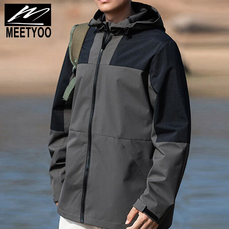 MEETYOO Men's Waterproof Rain Jacket Outdoor Raincoat Hiking Windbreaker Jacket - Image 1 of 4