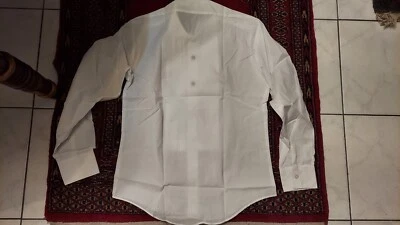 Camisa smoking masculina branca formal vintage nova com etiquetas nova na embalagem tamanho 14 - Imagem 1 de 4
