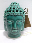 Ceramic Zen Buddha Head Figurine Sachet Holder Green 5x3