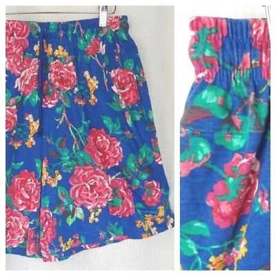 Pantalones Cortos Vintage Max & Diane Azul Floral con Yugo Caído y Cintura Alta Talla Med Foto 1 de 4