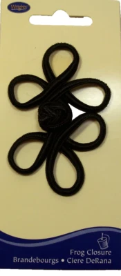 Wrights Brand Frog Closure, Black Soutache Garment Frog Closure, Bin 27 - Image 1 of 4