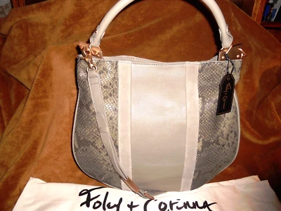 Hobo Foley + Corinna Dione Cerberus Safari Serpiente y Gamuza Cuero Nuevo con Etiquetas Precio de venta sugerido por el fabricante $398  Foto 1 de 4