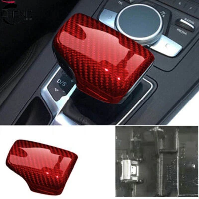 Cubierta de perilla de cambio de marchas de fibra de carbono roja para Audi 2017-2 2A5 A4 S5 S4 RS5 RS4 LH Foto 1 de 3