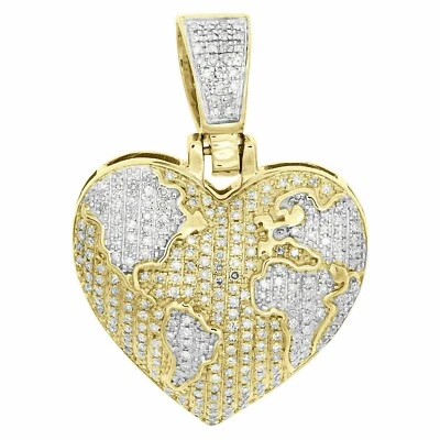 Colgante para mujer 2 quilates corte redondo diamante inflado forma corazón chapado en oro amarillo de 14 k Foto 1 de 4