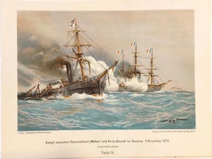 KAISERLICHE MARINE - CHROMOLITHOGRAPHIE NACH DEM GEMÄLDE VON W. STÖWER UM 1900 - Picture 1 of 1
