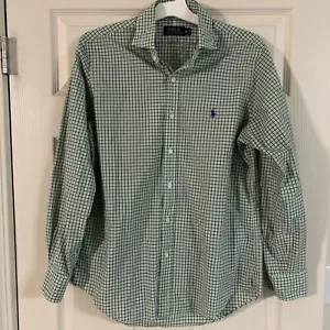 Ralph Lauren Green Gingham Button down shirt - Size M - Picture 1 of 4