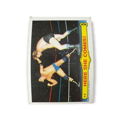 1985 Topps WWF Pro Wrestling Stars Card #28 Ringside Action Here She Comes! - Image 1 of 2