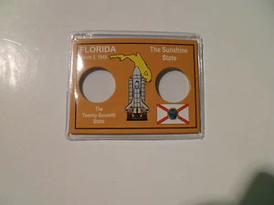3 1/2" x 2 1/2" COLORFUL 2 SPACE FLORIDA STATE QUARTER HOLDER - Picture 1 of 1