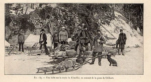 CHILKOOT BREAK ON KLONDIKE ROAD SLED GOLD RUSH RUEE OR TRAINEAU 1907 OLD PRINT - Foto 1 di 1