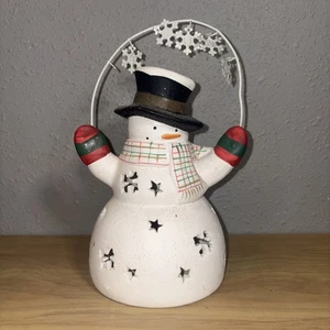 Portacandele votivo natalizio, pupazzo di neve, 7 pollici, con manico - Foto 1 di 6