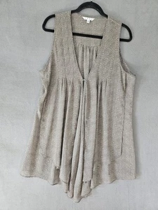 Camicia donna Cabi grande contadina grigio trasparente floreale boho aperta davanti senza maniche - Foto 1 di 9
