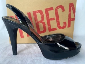 VTG Tribeca by Kenneth Cole Women Slingback Black Patent Heels..NIB Size 10 - Picture 1 of 5