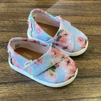 Zapatos sin cordones florales TOMS para niños pequeños - talla T4 Foto 1 de 4