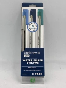 Pajitas de filtro de agua de acero inoxidable New Life Straw con estuche de transporte PACK DE 3 - Imagen 1 de 4