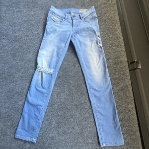 Diesel Getlegg College Damen Hellblau Distressed Slim Skinny Low Waist Jeans - Bild 1 von 9