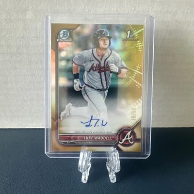 2022 Bowman Chrome Luke Waddell Gold 1st Bowman #/50 - Atlanta Braves - Image 1 of 2