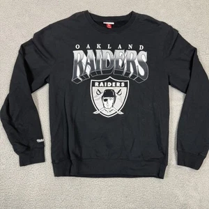Vintage Oakland Raiders Sweatshirt Men XL Black Mitchell & Ness Crew Football - Picture 1 of 8
