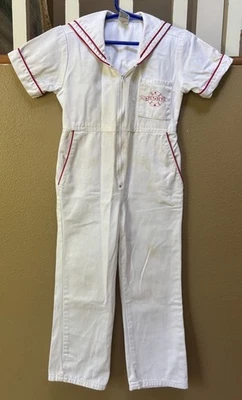 Vtg 70s 80s Jet Set White Sailor Nautical One Piece Jumpsuit 4T Boys Girls - Image 1 of 4