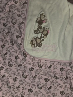 Manta bebé vintage Gymboree rosa Lovey Monkeying Monkeying alrededor de 2007- Foto 1 de 4