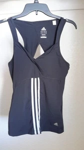 Adidas Clima Cool Cut Out Racerback Tank Top Size S Charcoal/White Strips - Picture 1 of 9
